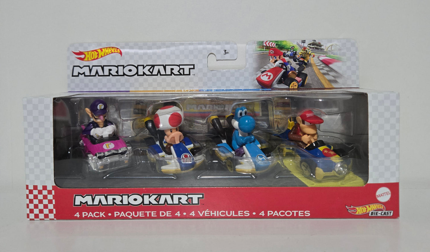 Hot Wheels Mario Kart 4-Pack – Waluigi, Toad, Yoshi & Diddy Kong