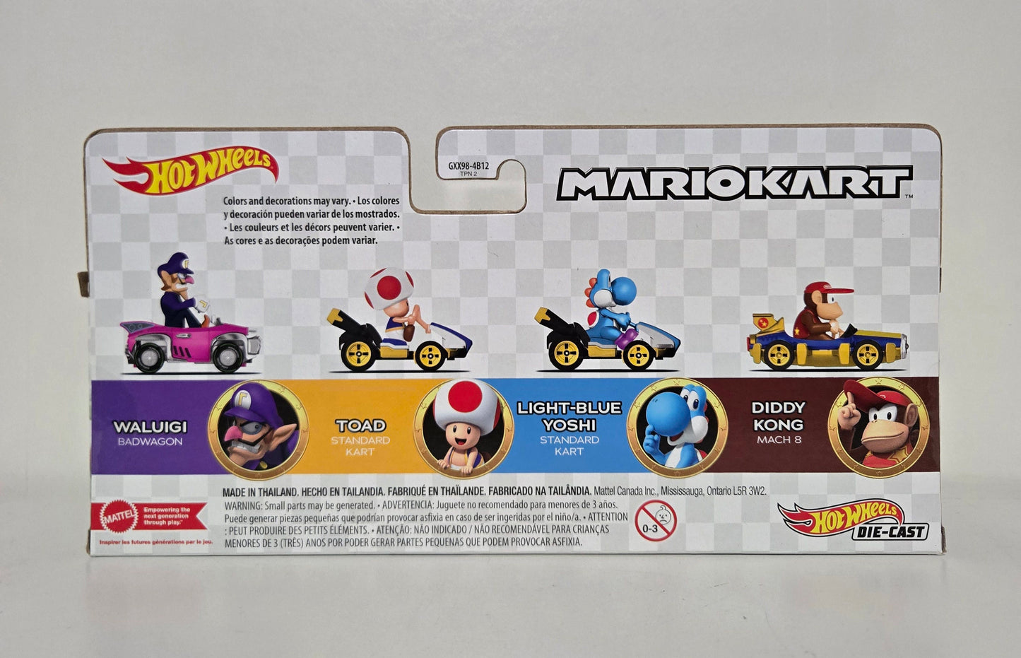 Hot Wheels Mario Kart 4-Pack – Waluigi, Toad, Yoshi & Diddy Kong