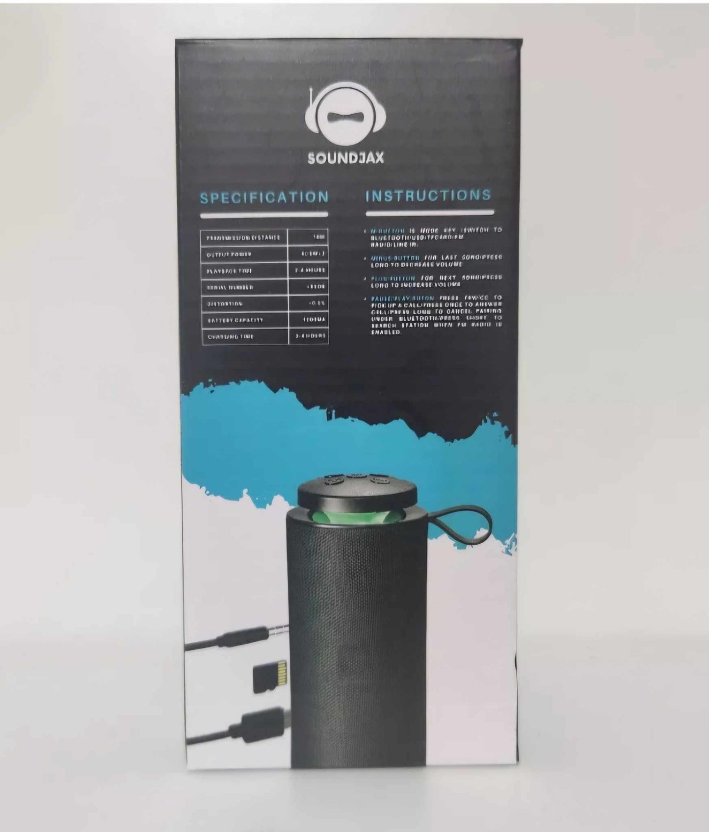 Soundjax Portable Bluetooth Speaker 18cm USB Charging Black and Green