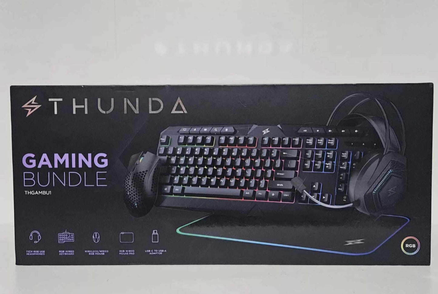 Thunda Gaming Bundle Keyboard, Mouse, Light Up Mouse Pad, and Headphones