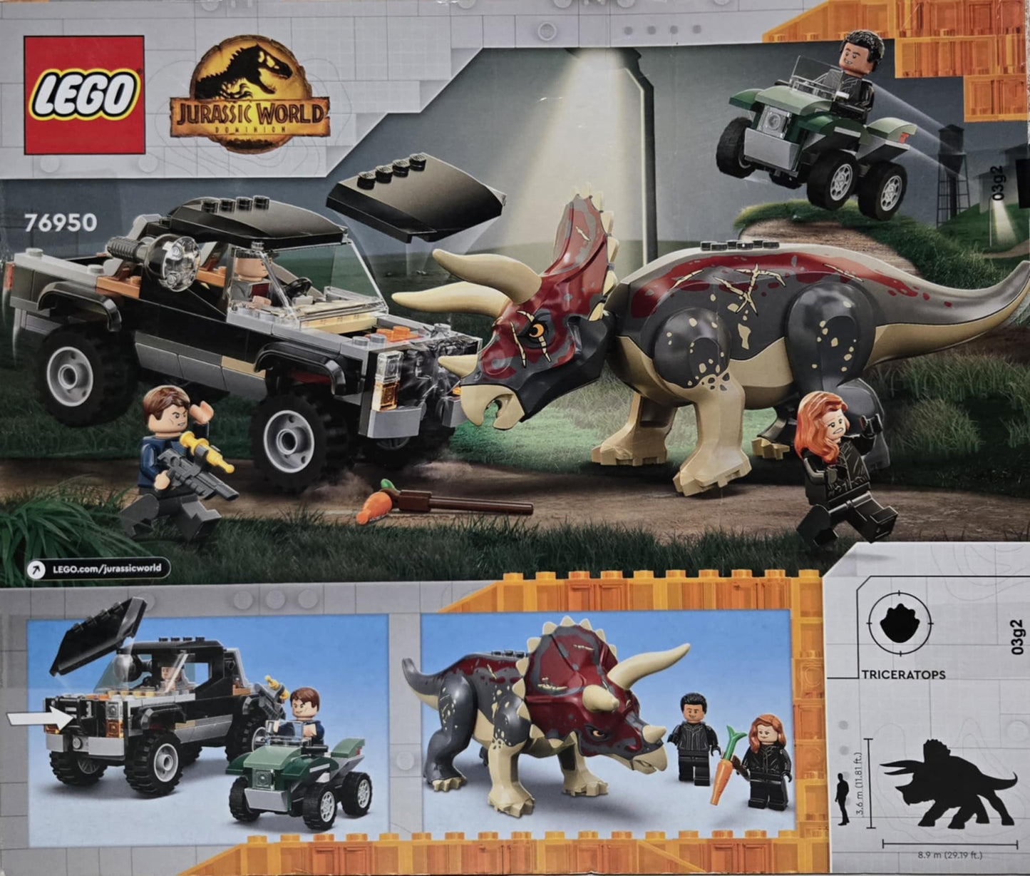 LEGO® Jurassic World Triceratops Pickup Truck Ambush (76950)